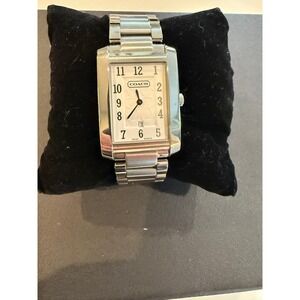 Authentic COACH Stainless‎ Steel Rectangular Face Swiss Quartz